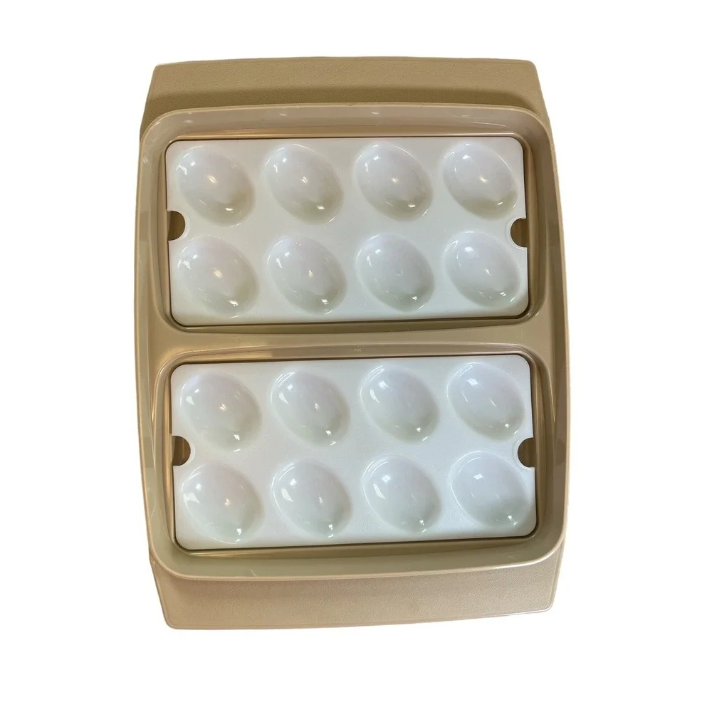 Vintage Tupperware Deviled Egg Tray Keeper‎ Carrier Container 723-3